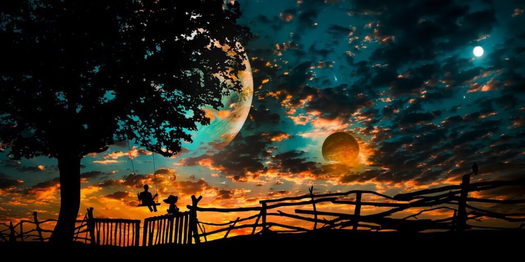 a sunrise composite image with space in the background