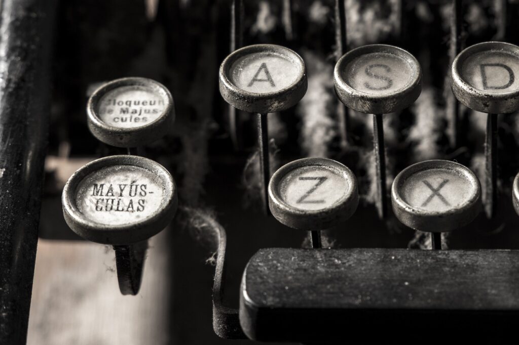 typewriter that has been used on a poetry chapbook